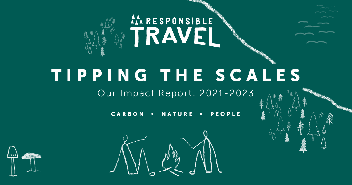 Impact Report cover page with the title and illustrations of people and nature