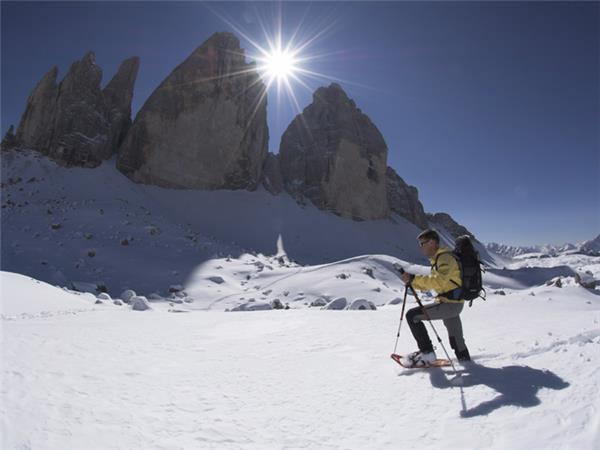 Snowshoeing vaction in the Dolomites