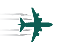 Icon showing a plane with vapour trails.